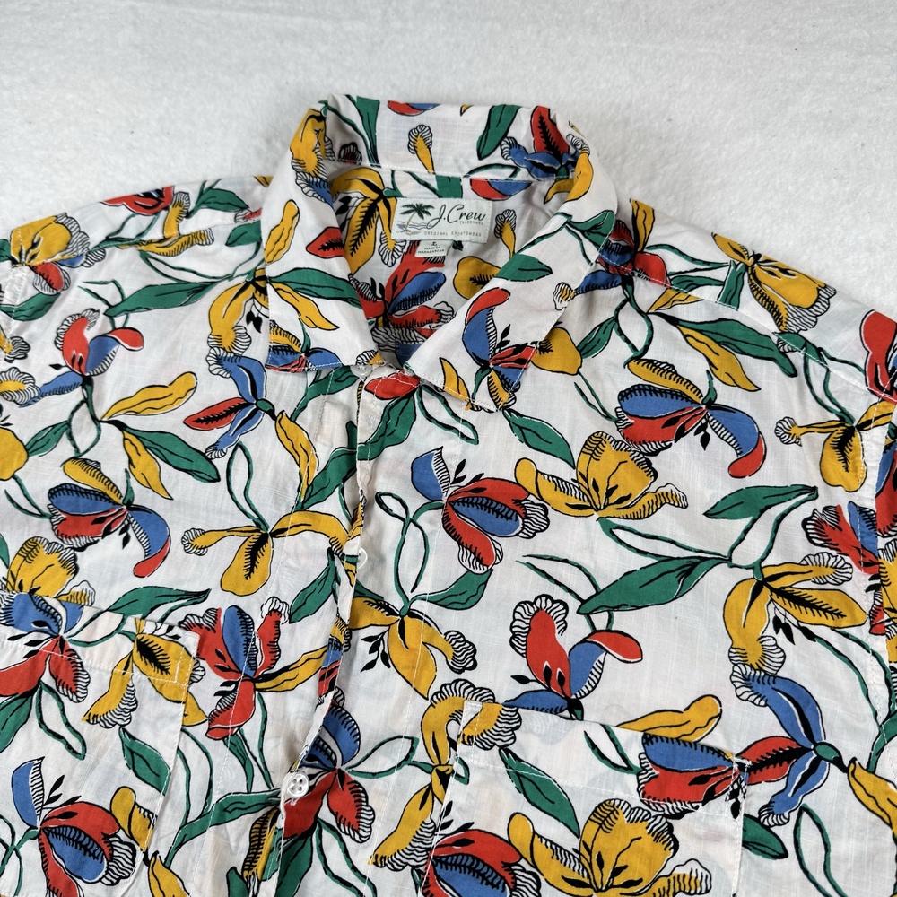 J.Crew Shirt Mens Size L Multicolor Floral Hawaiian Short Sleeve Button Up